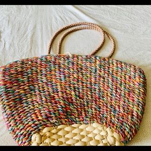 Jute Beach Bag Rainbow Large ColdWater Creek